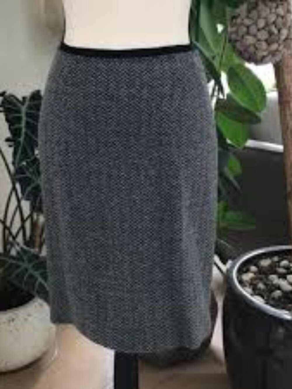 Ann Taylor Chevron Knit Elastic Waistband Pencil Skirt, Grey - Size 8